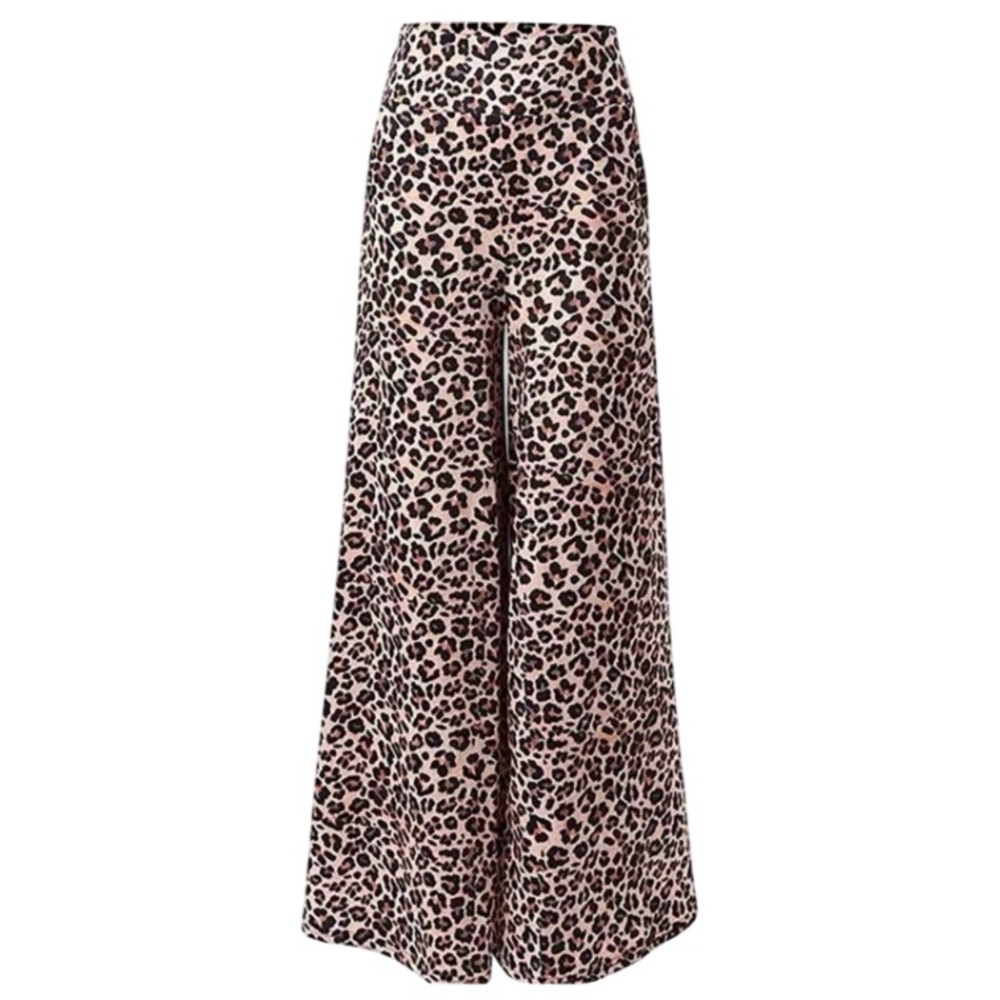 Leopard Print Extra Wide-Leg High Waisted Pants NWOT